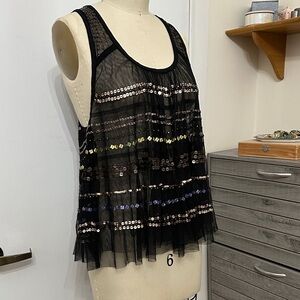 Free People Black Sequin Tank Top